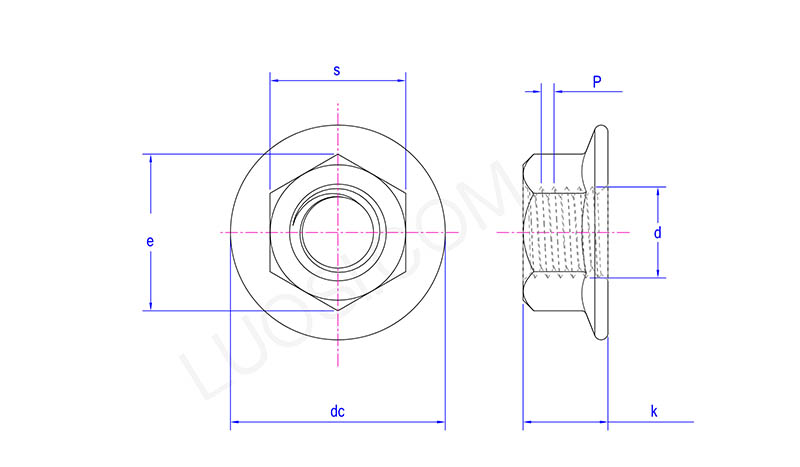 Coarse Thread Hex Flange Nut