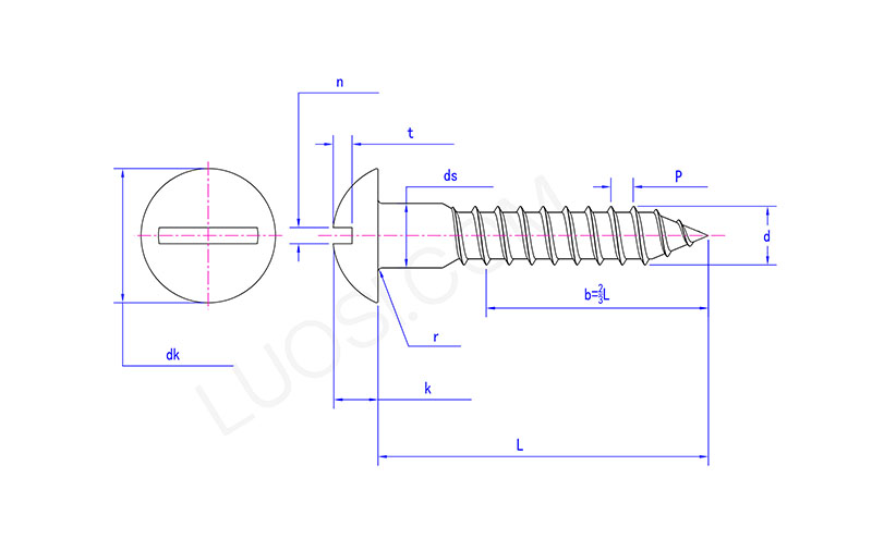 Wood Screw Slotted Round Head Steel