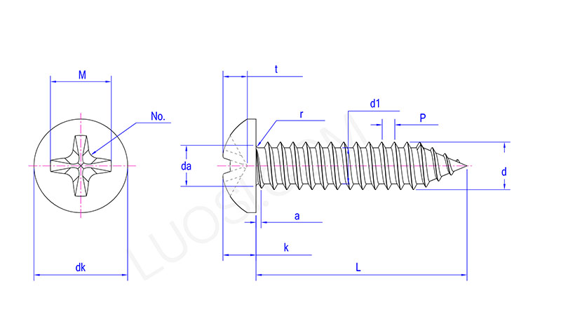 Pan Head Cross Recess Tapping Screw